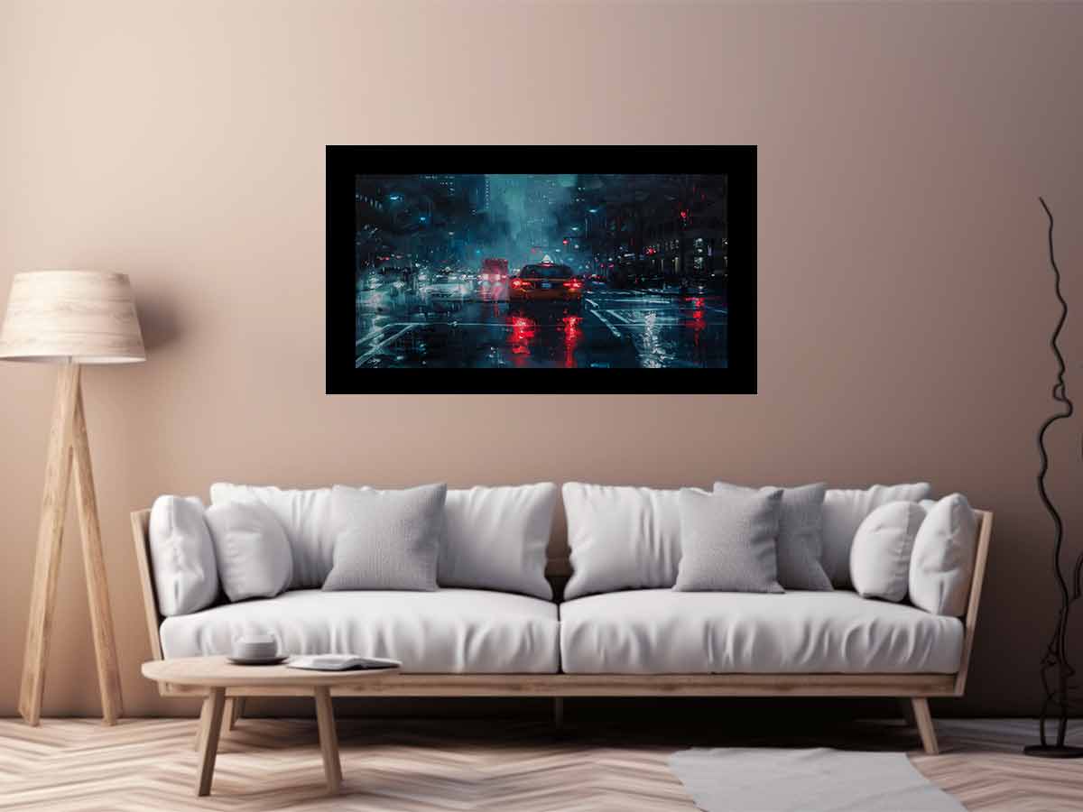 Rain Drive   Canvas Painting Art Print-2