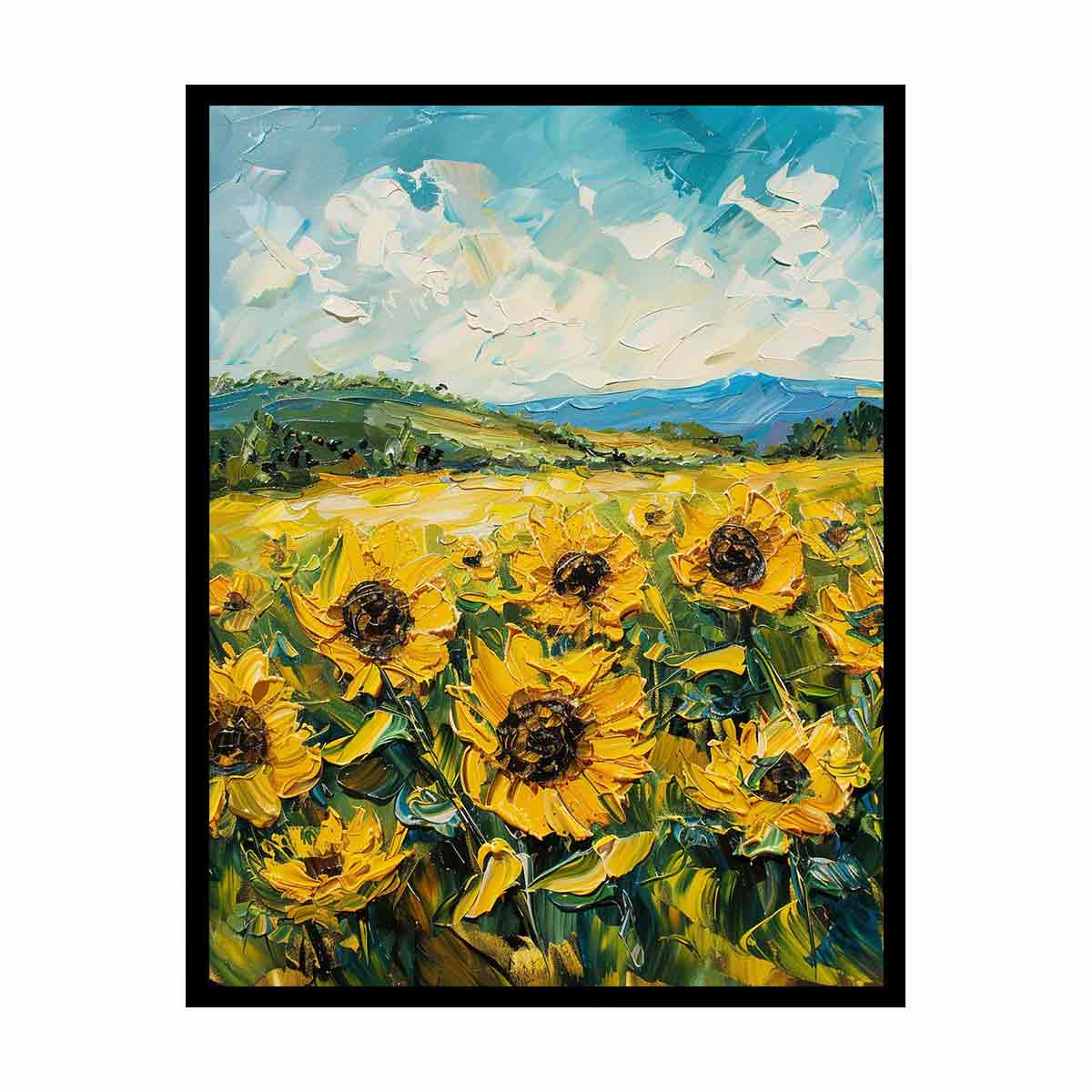 Sunflowers  Canvas Painting Art Print-4