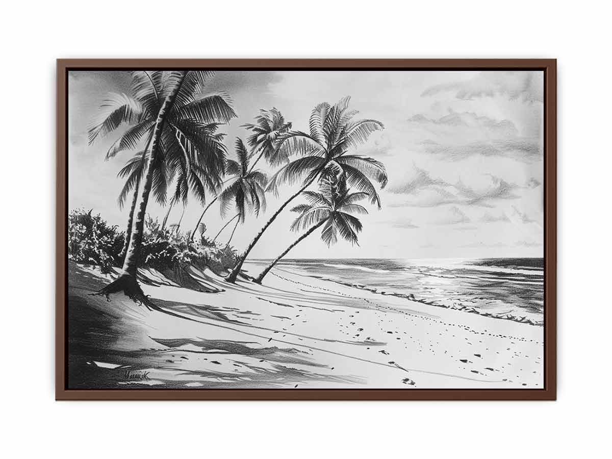 Beach Shore  balck & white  Canvas Art Print-6