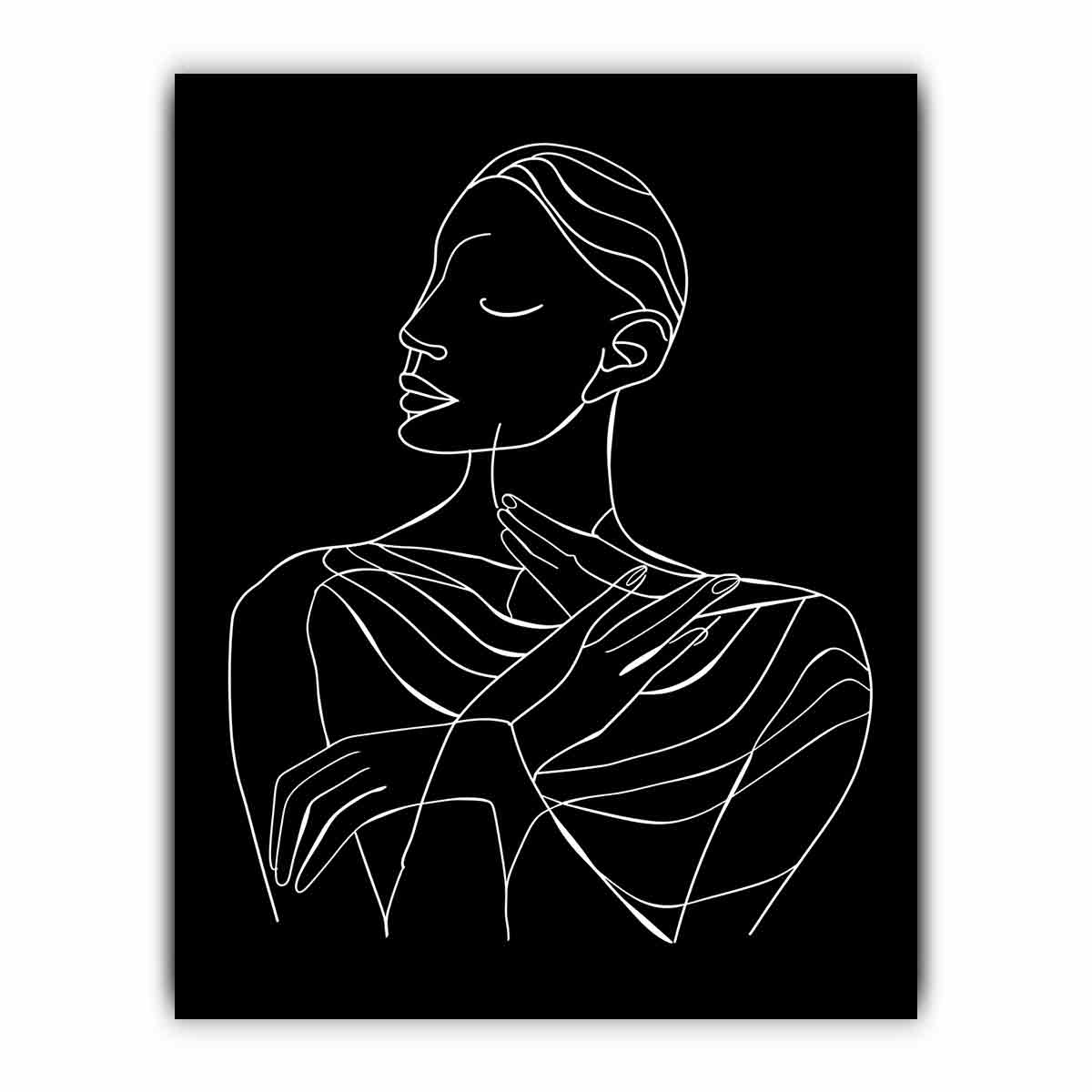 Thinking Of You Women Line art  Canvas Art Print-7