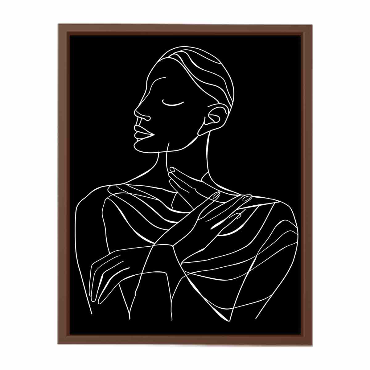 Thinking Of You Women Line art  Canvas Art Print-6