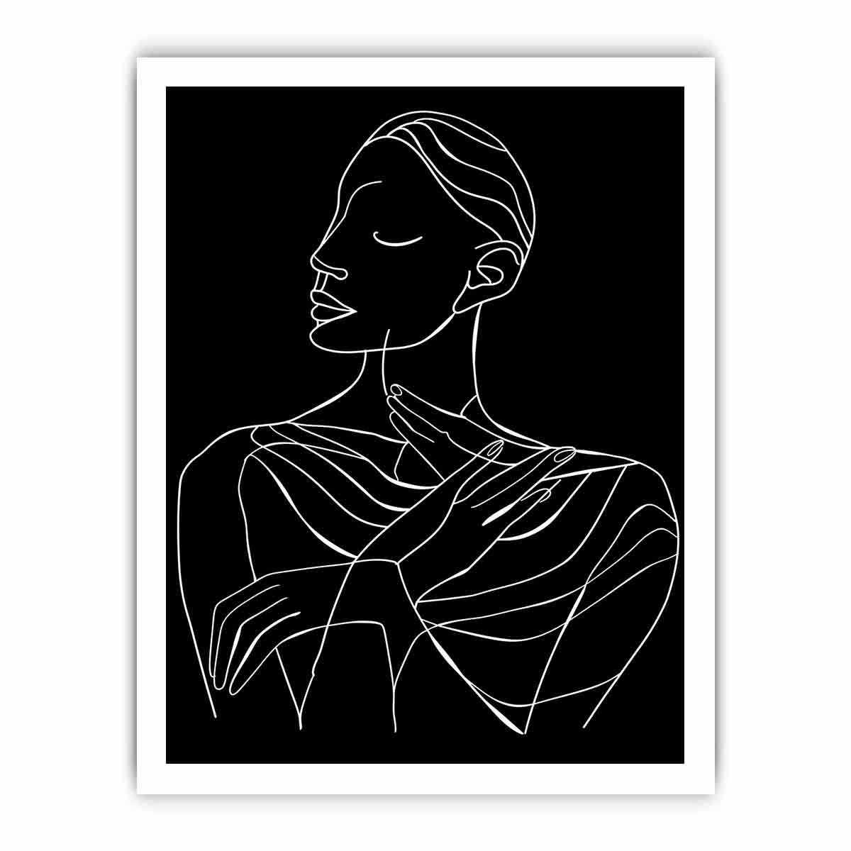 Thinking Of You Women Line art  Canvas Art Print-8