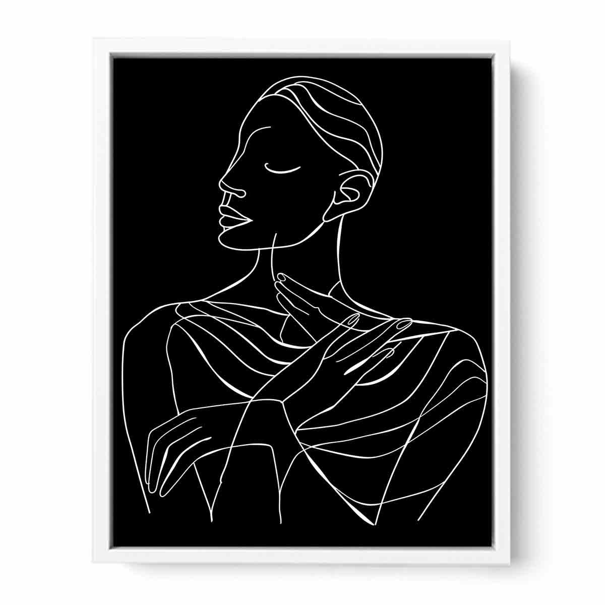 Thinking Of You Women Line art  Canvas Art Print-5