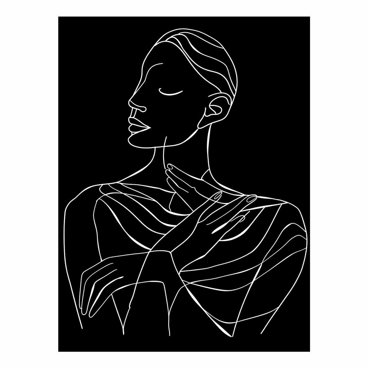 Thinking Of You Women Line art  Canvas Art Print-0