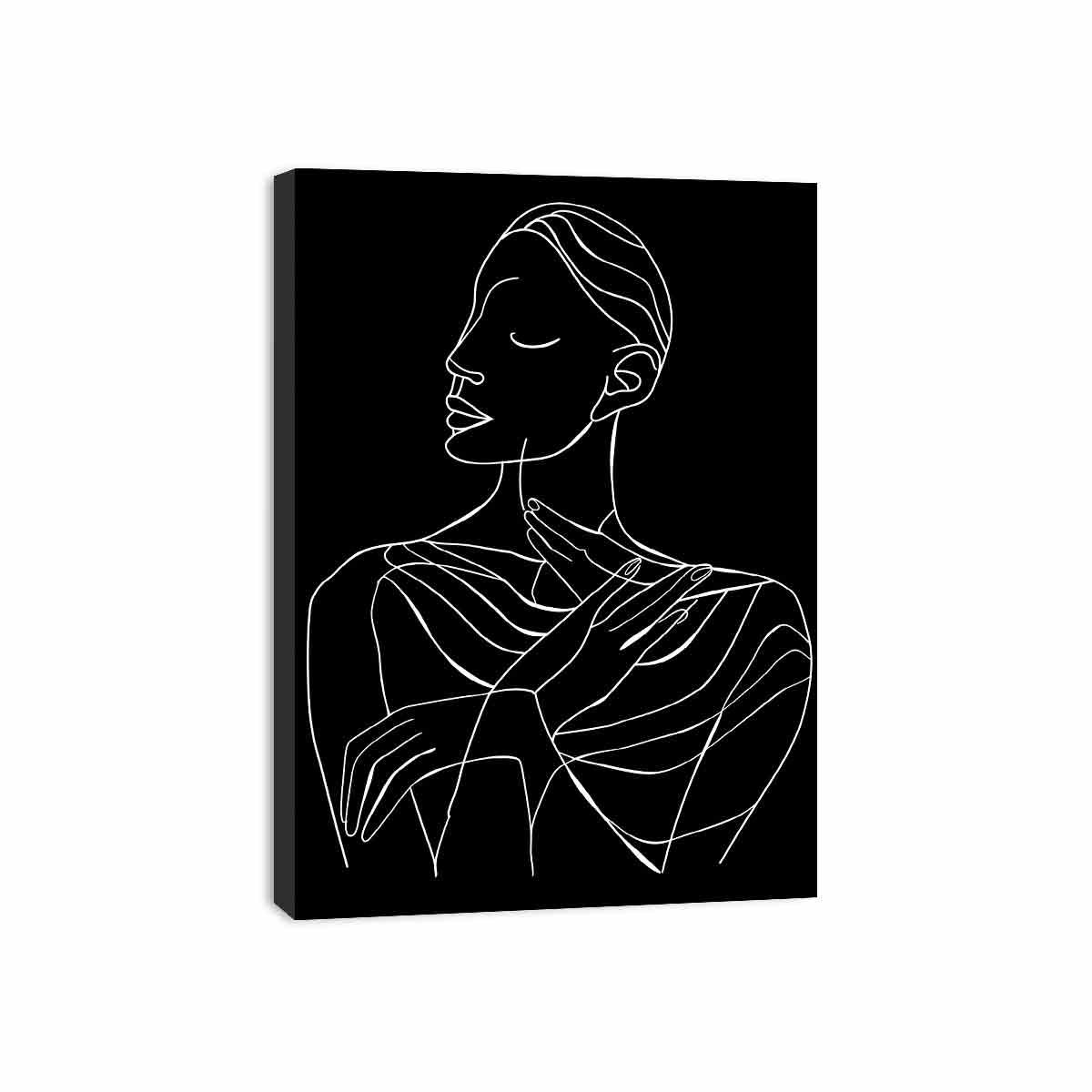 Thinking Of You Women Line art  Canvas Art Print-3