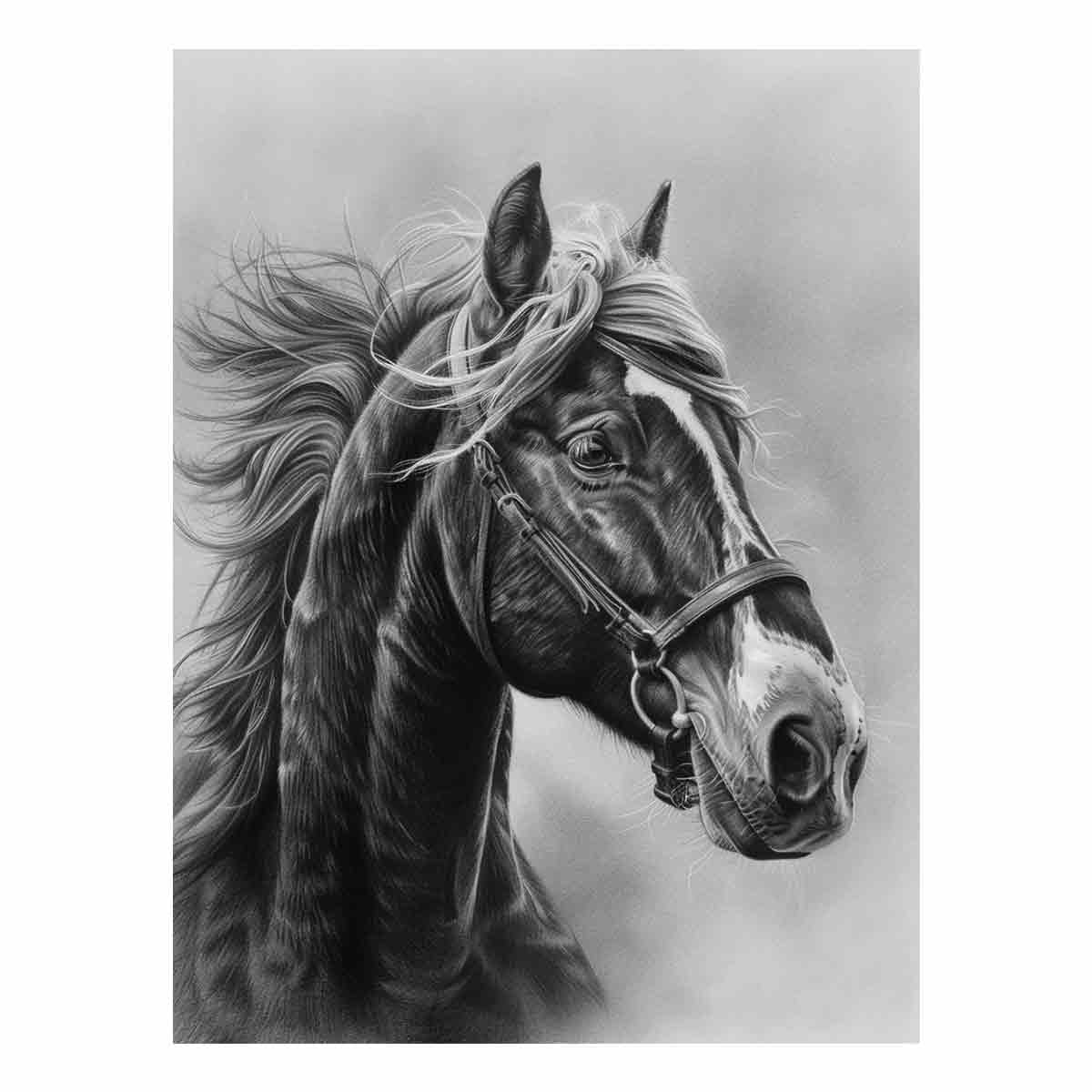 Lovely Horse  balck & white Canvas Painting-0