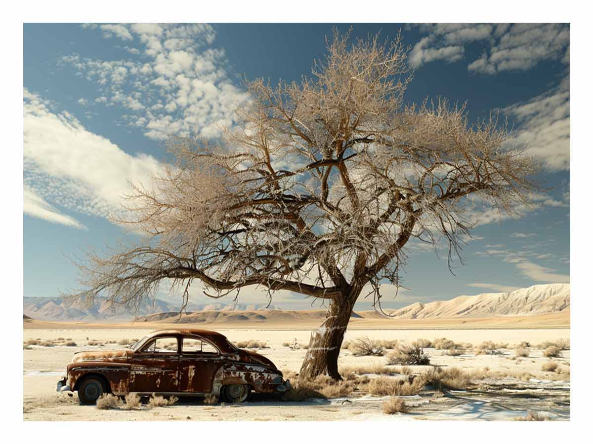 Desert Car Parking  Canvas Art Print-0