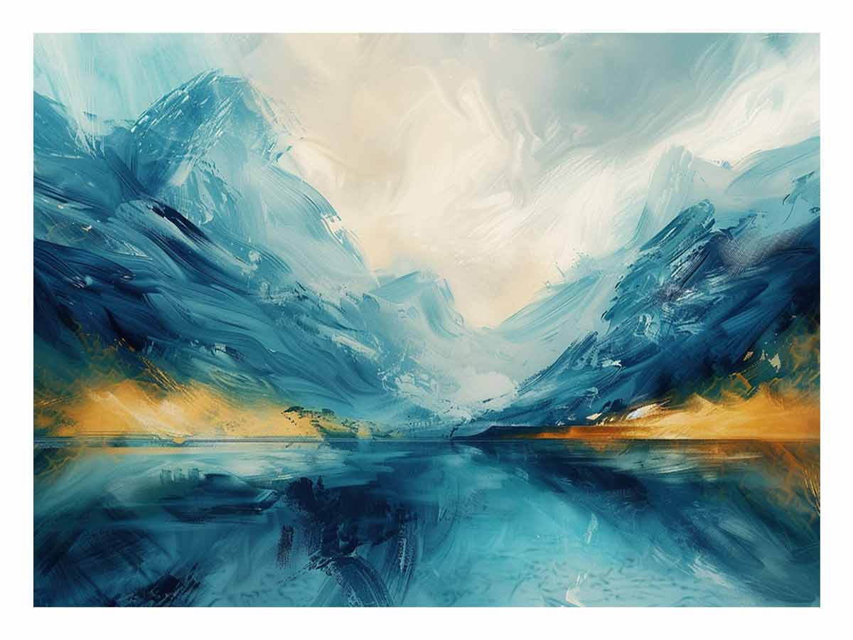 Cool Lake Canvas Painting Art Print-0