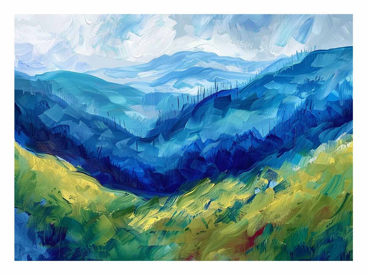 Blue Mountians Canvas Painting Art Print-0