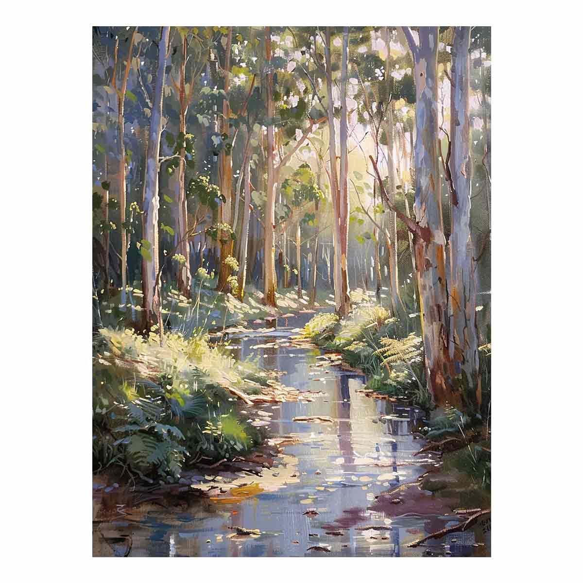 Beautiful Creek  Canvas Painting Art Print-0