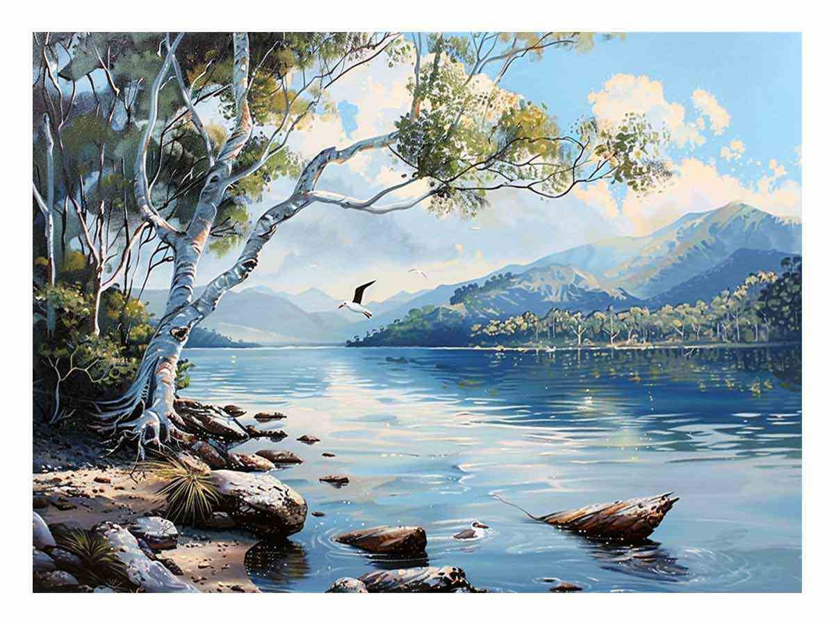 Lake  Canvas Painting Art Print-0