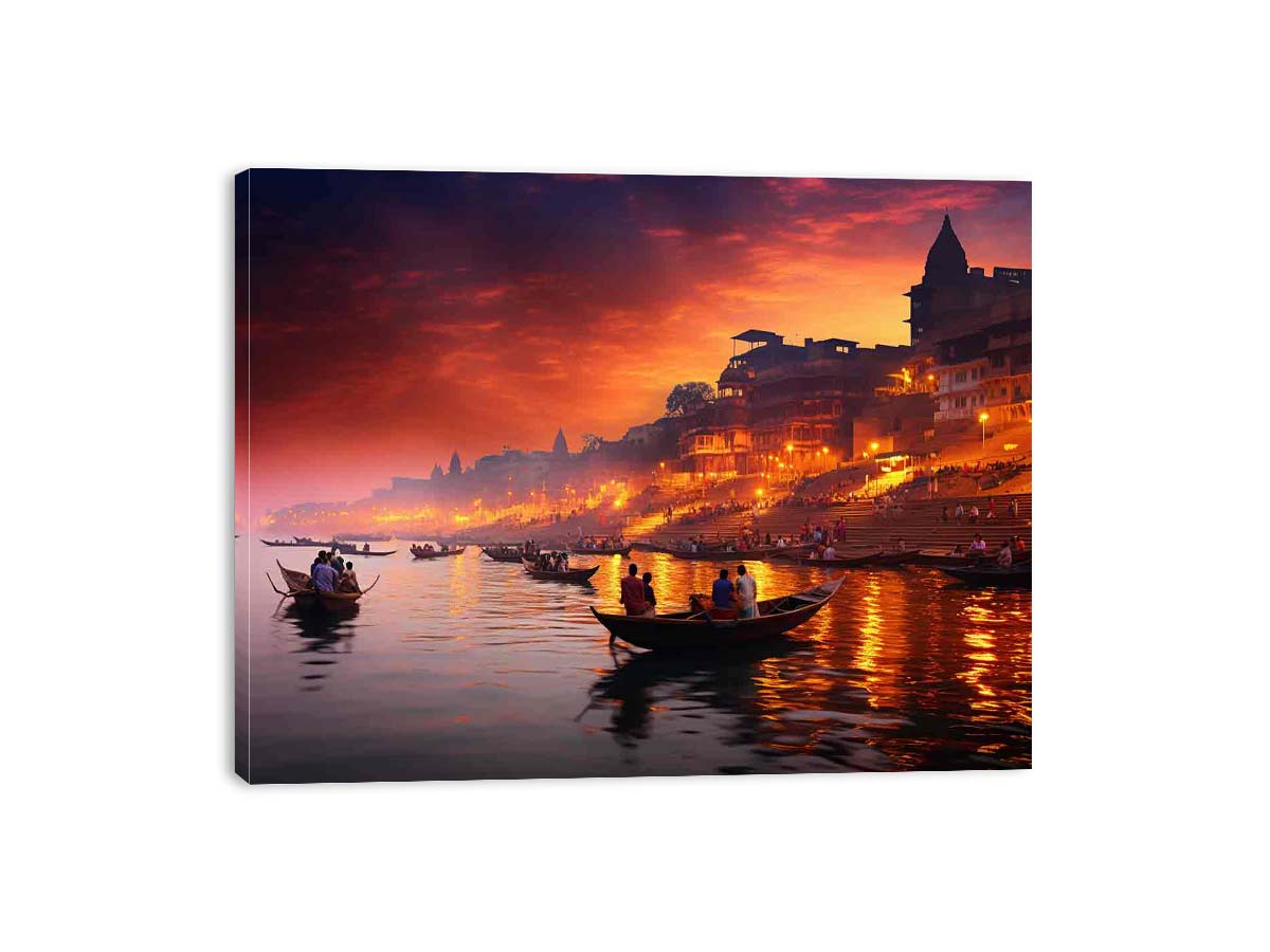 Varanasi Ganga Canvas Art Print-3