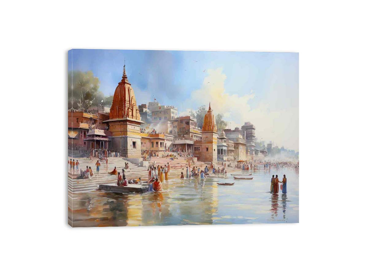 Haridwar Ganga Ghat Canvas Art Print-3