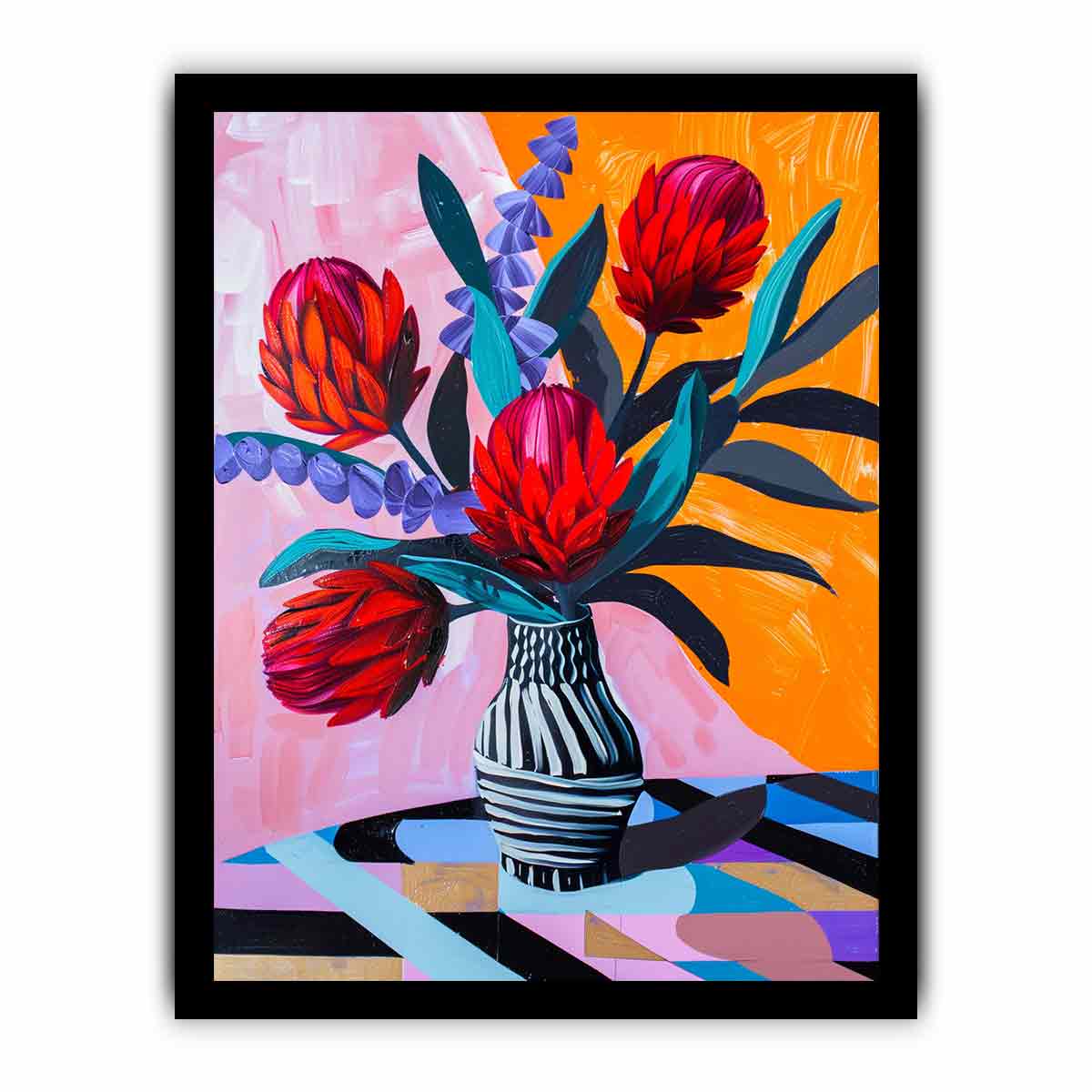 Waratah  Flower and Vase  Canvas Art Print-7