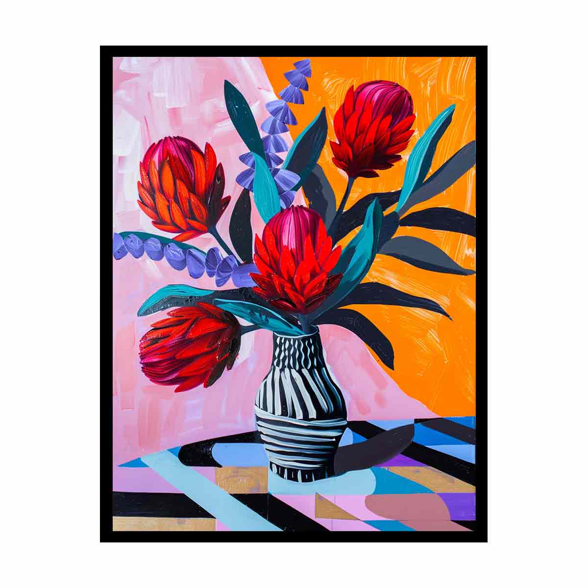 Waratah  Flower and Vase  Canvas Art Print-4