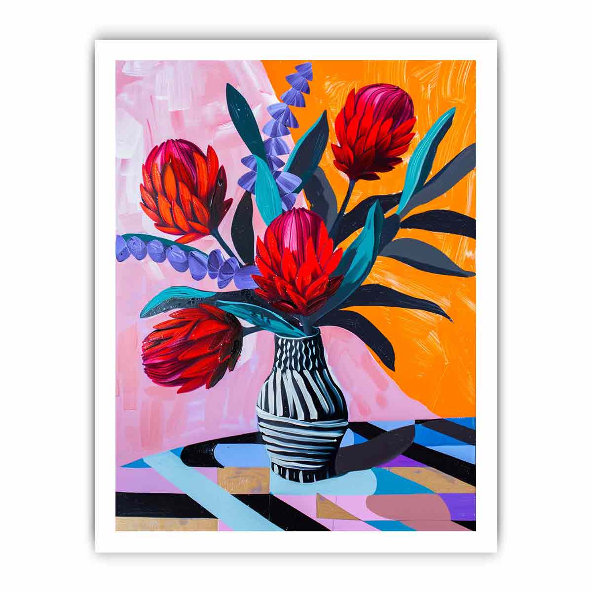 Waratah  Flower and Vase  Canvas Art Print-8
