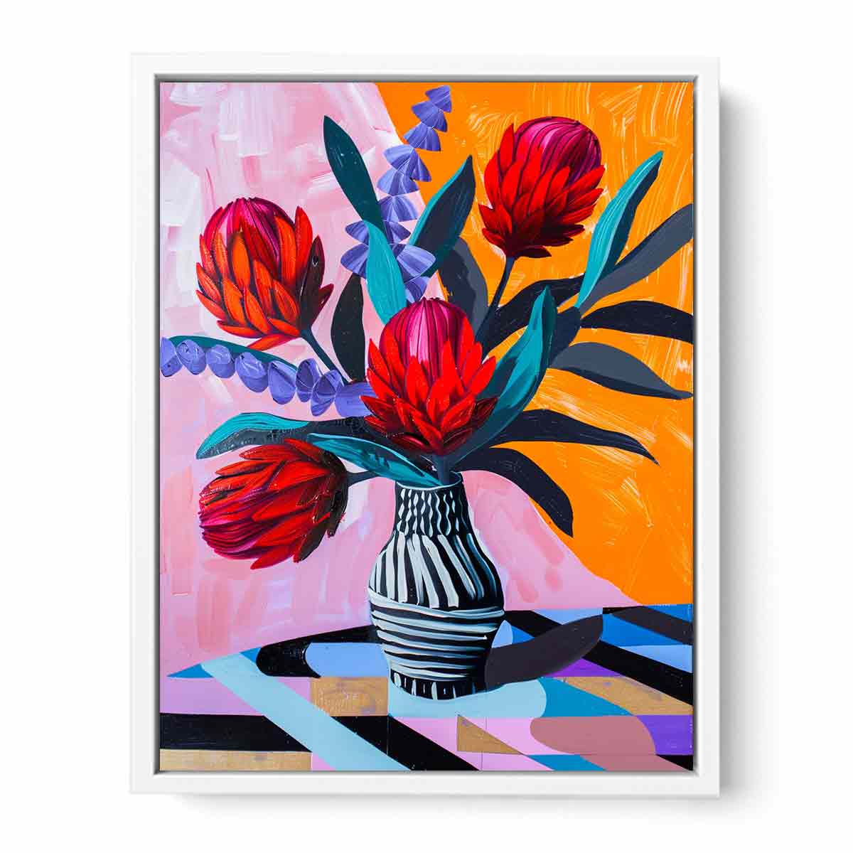 Waratah  Flower and Vase  Canvas Art Print-5