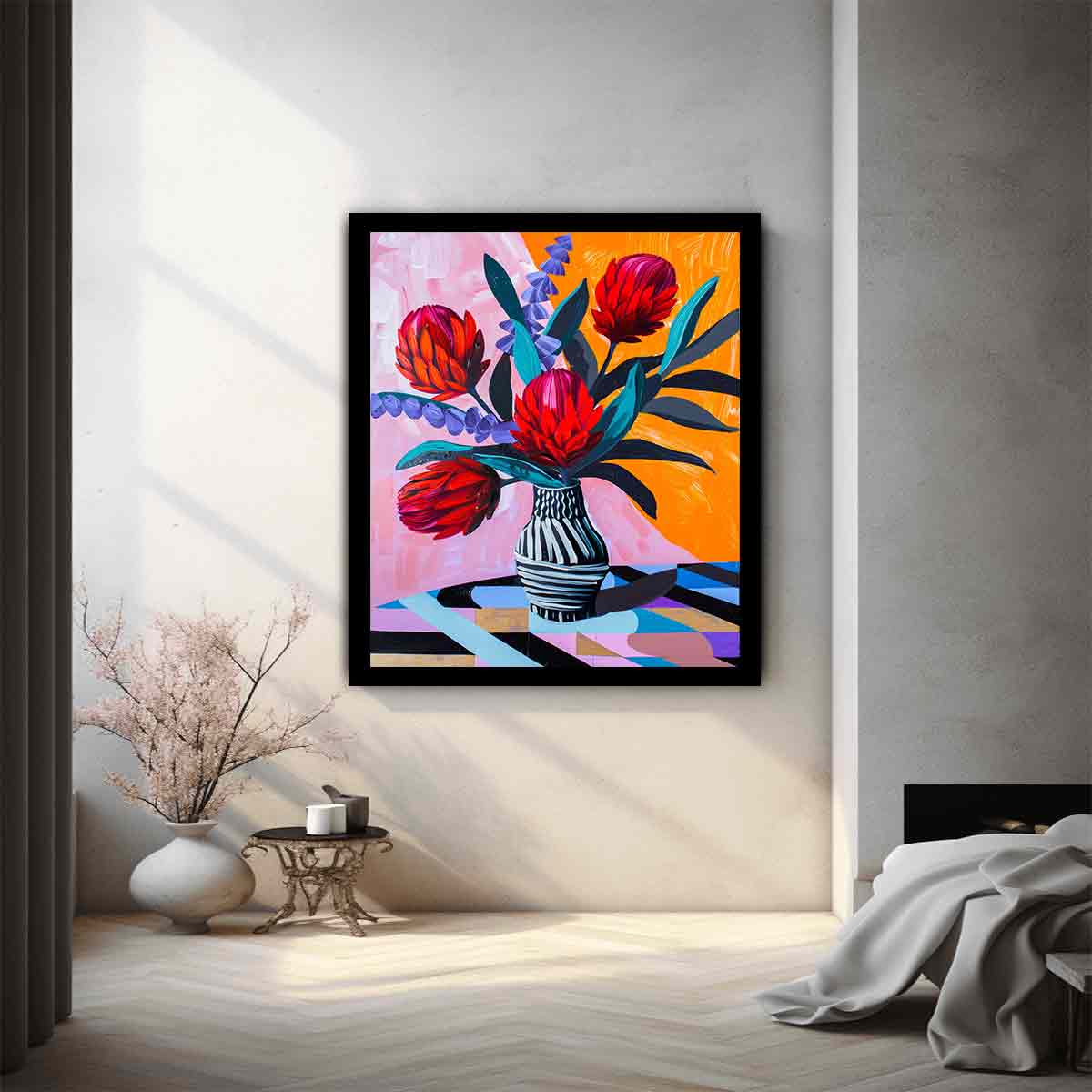Waratah  Flower and Vase  Canvas Art Print-1