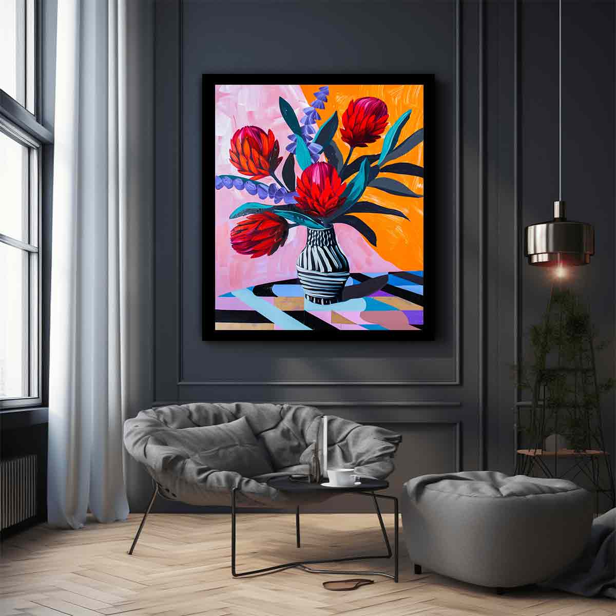 Waratah  Flower and Vase  Canvas Art Print-2