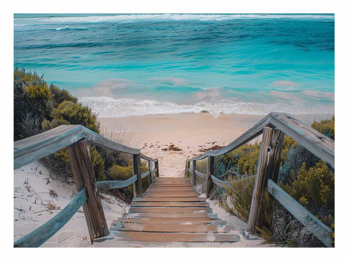 Beach path  Canvas Painting Art Print-0