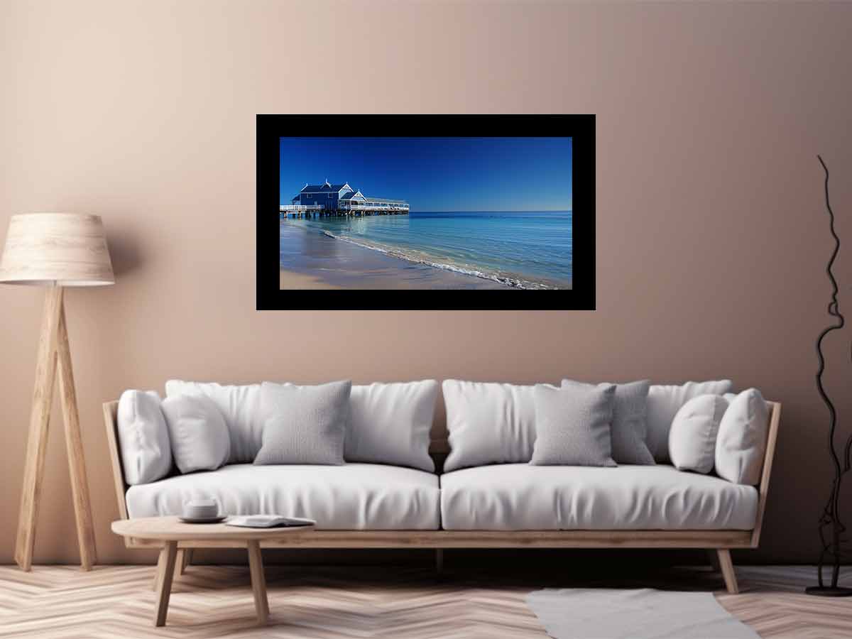 Blue Beach House  Jetty Canvas Art Print-2