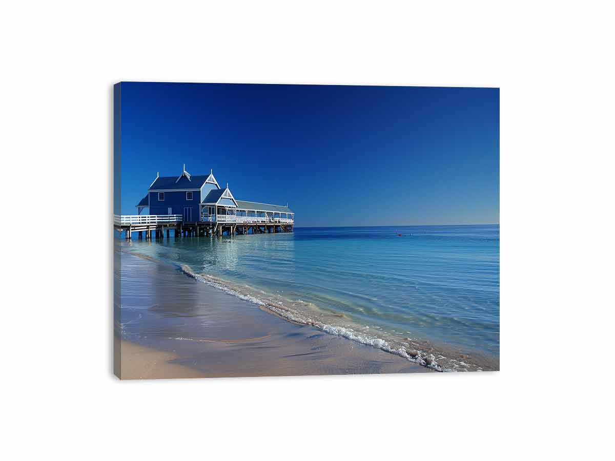 Blue Beach House  Jetty Canvas Art Print-3