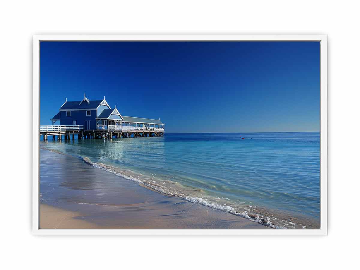 Blue Beach House  Jetty Canvas Art Print-5