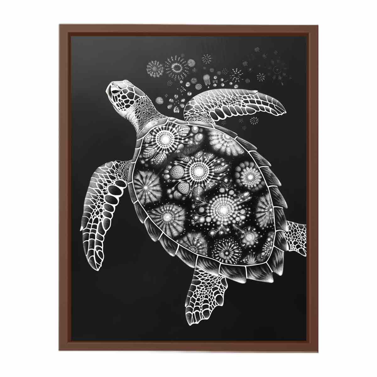 Turtle Black and white  Canvas Art Print-6