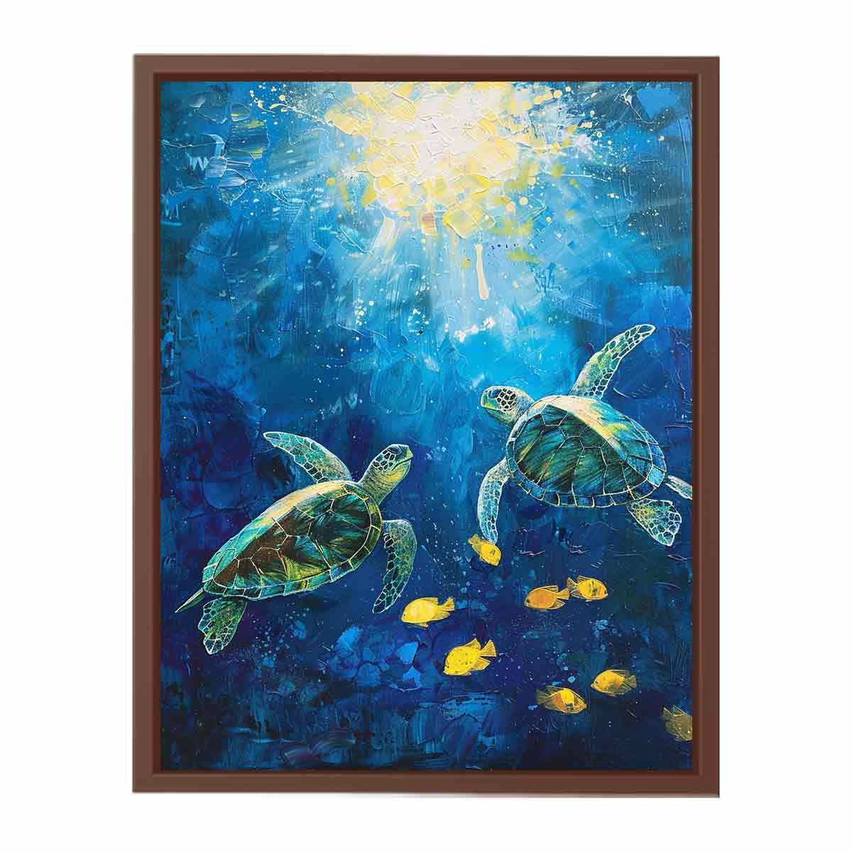 Underwater Turtle  Canvas Painting Art Print-6