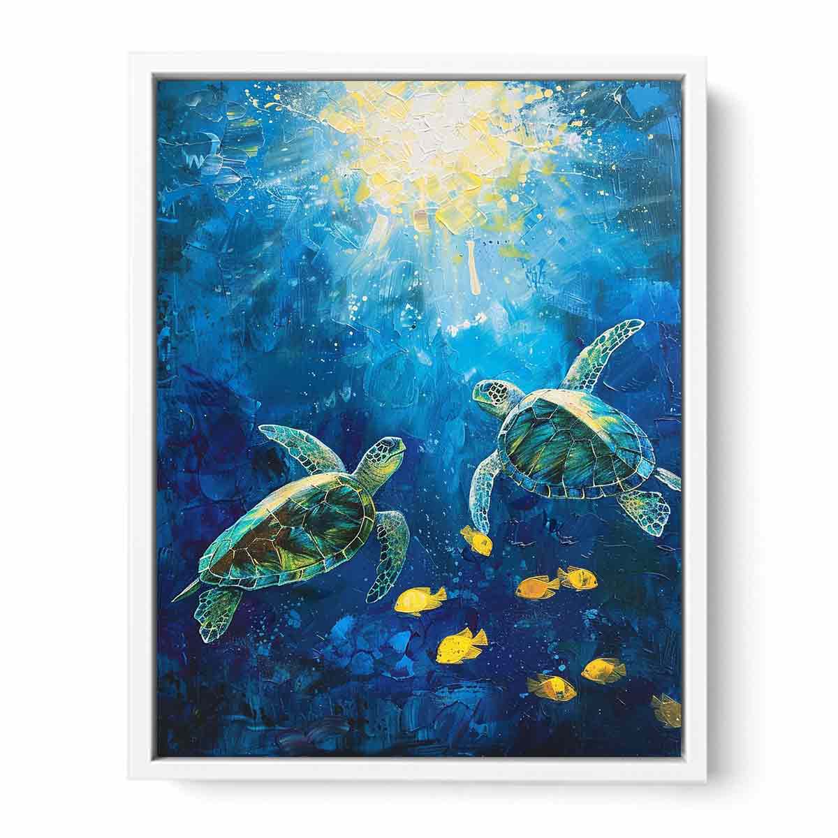Underwater Turtle  Canvas Painting Art Print-5