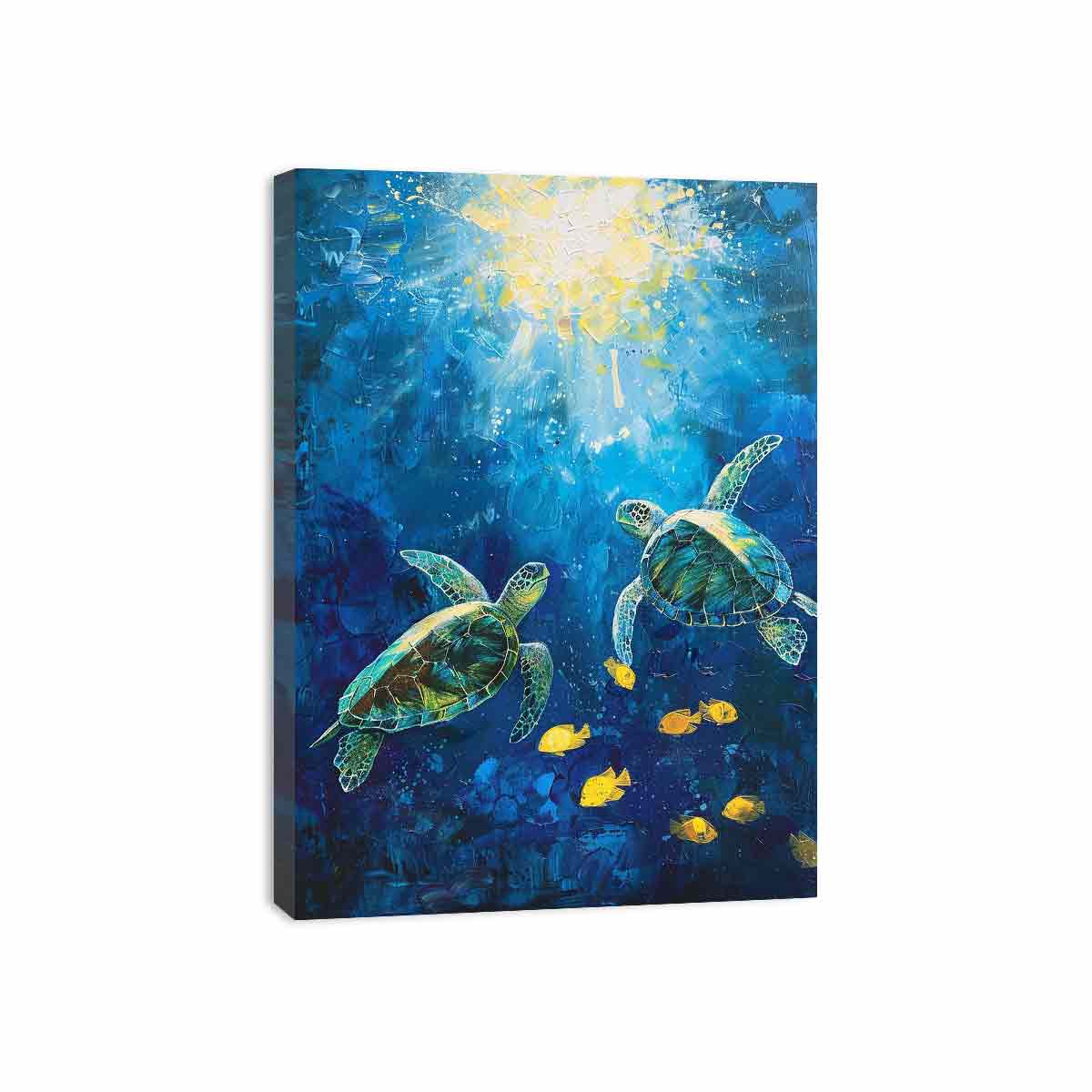 Underwater Turtle  Canvas Painting Art Print-3