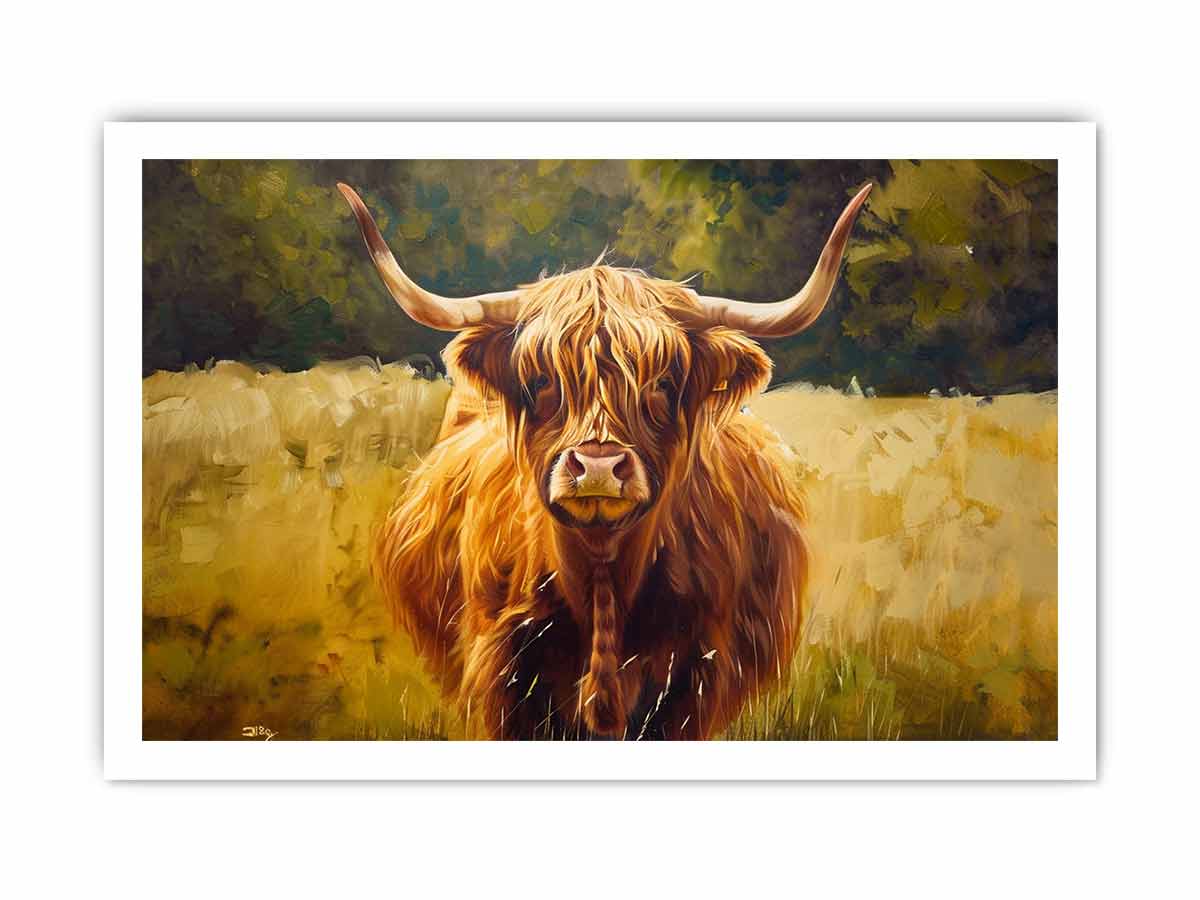 Scottish Highland  Cow Canvas Painting-8