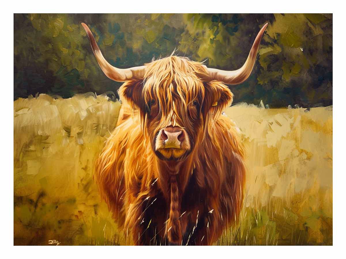 Scottish Highland  Cow Canvas Painting-0