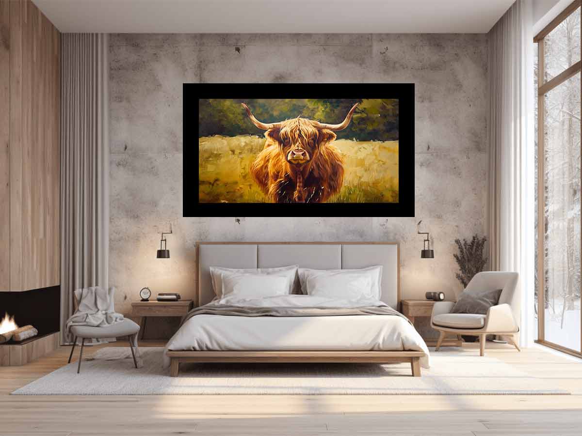 Scottish Highland  Cow Canvas Painting-1