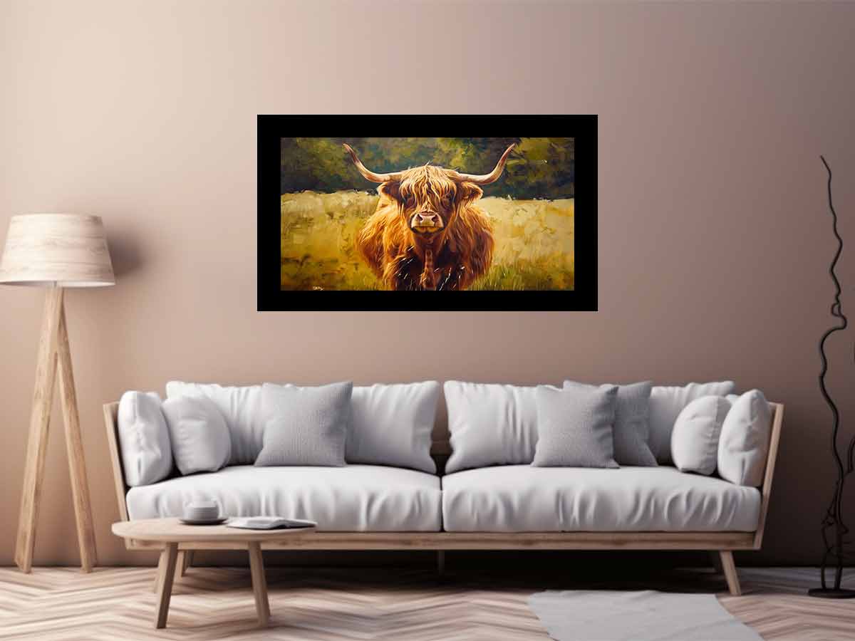 Scottish Highland  Cow Canvas Painting-2