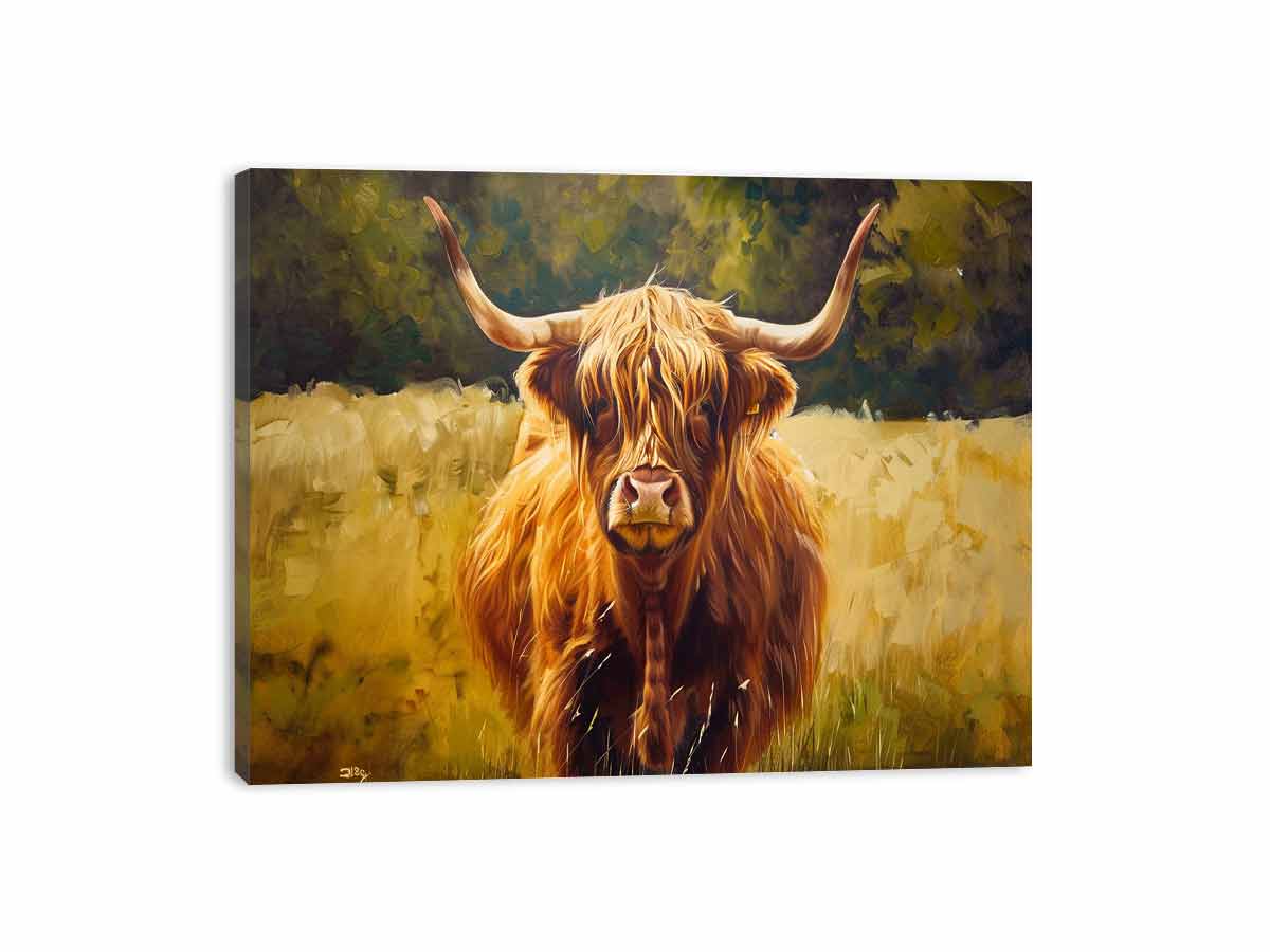 Scottish Highland  Cow Canvas Painting-3