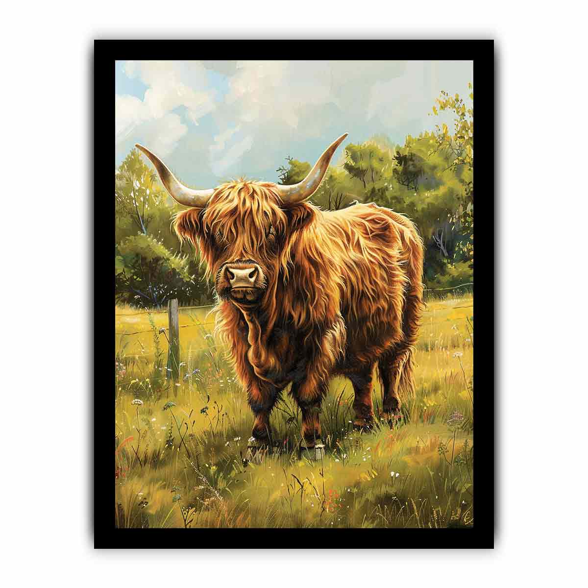 Scottish Highland Cow Canvas Painting Art-7