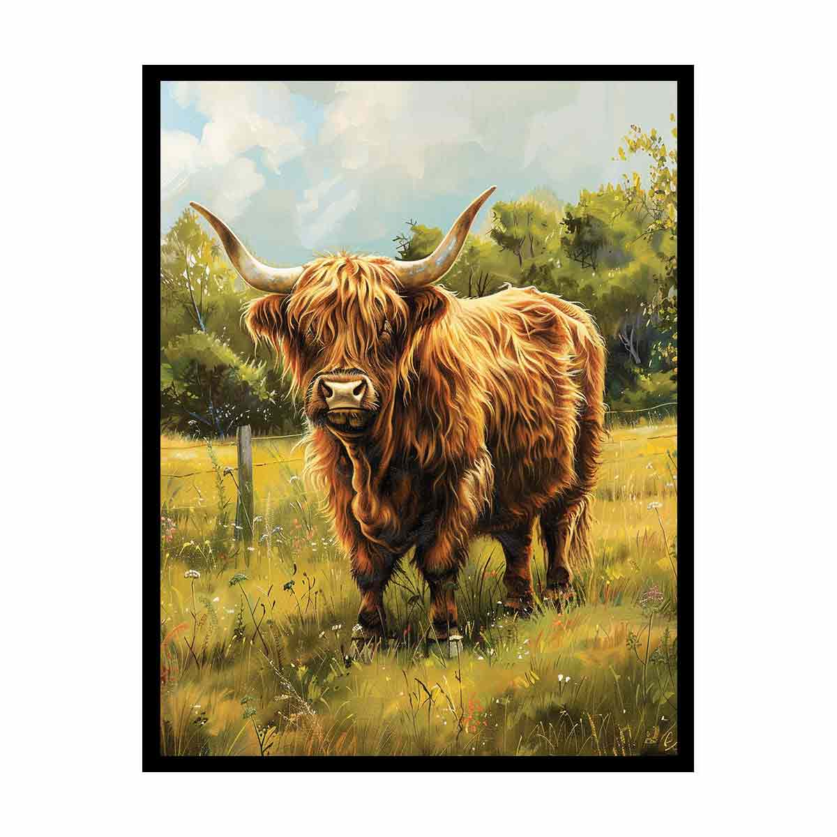 Scottish Highland Cow Canvas Painting Art-4