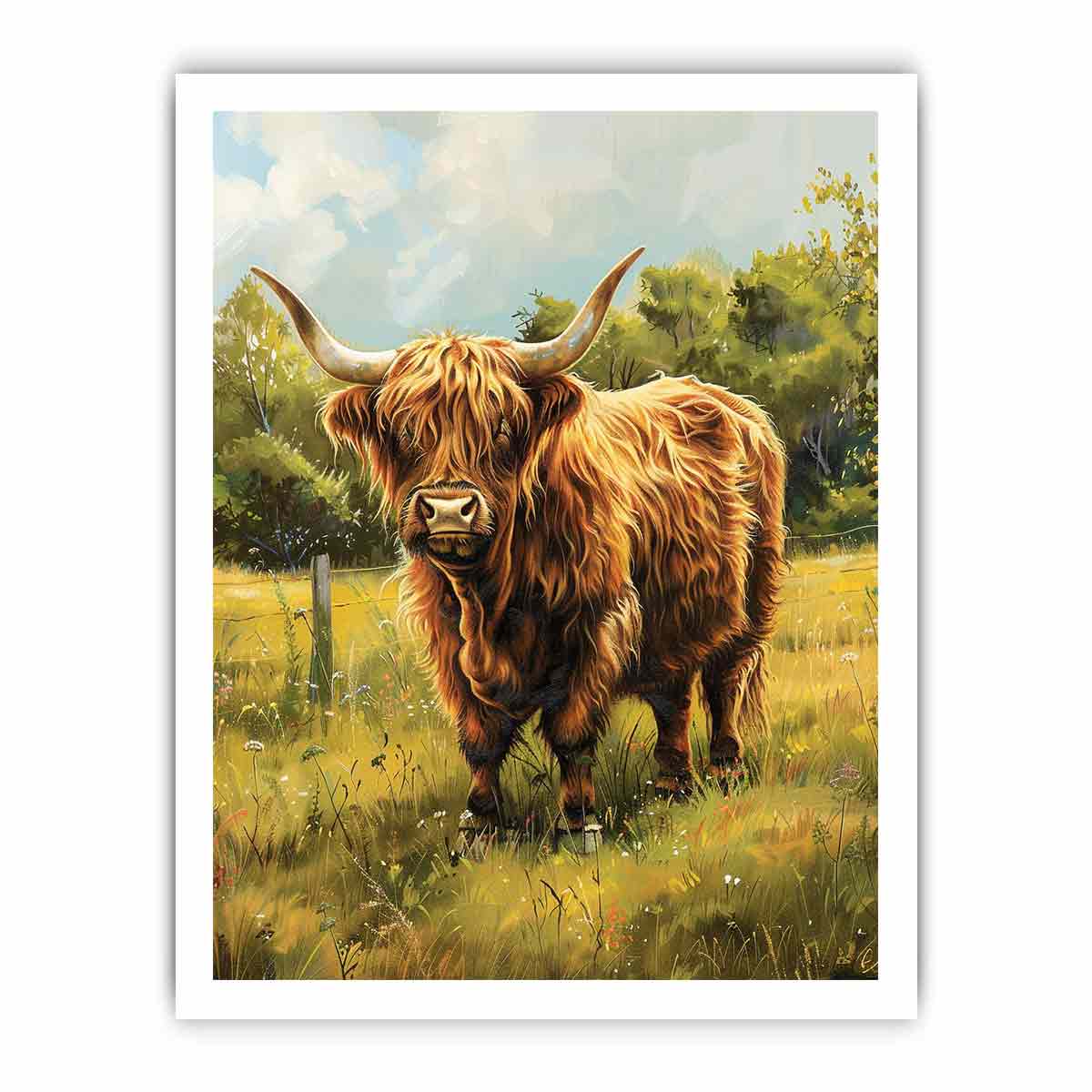 Scottish Highland Cow Canvas Painting Art-8