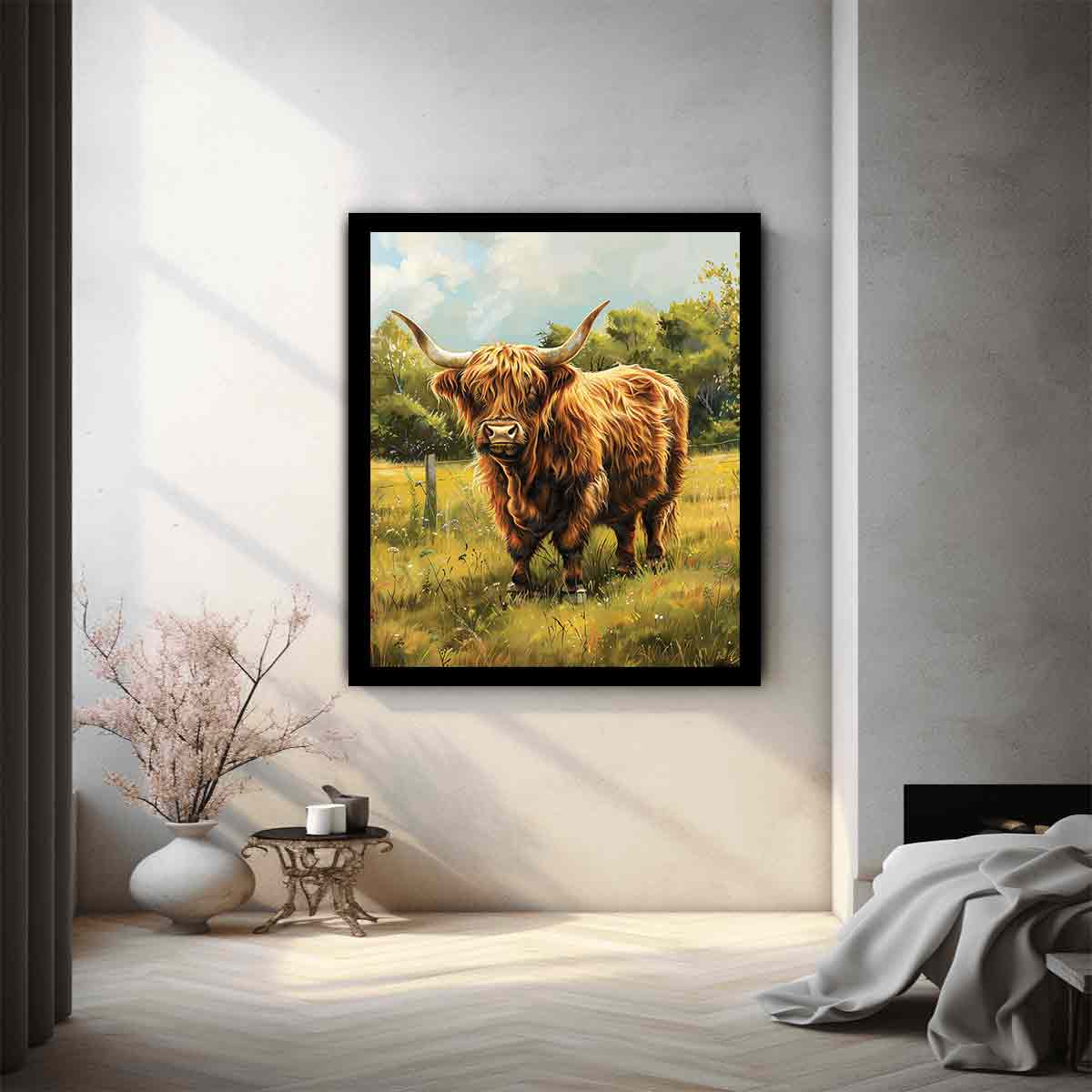 Scottish Highland Cow Canvas Painting Art-1