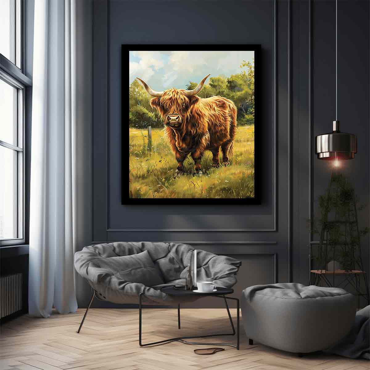 Scottish Highland Cow Canvas Painting Art-2