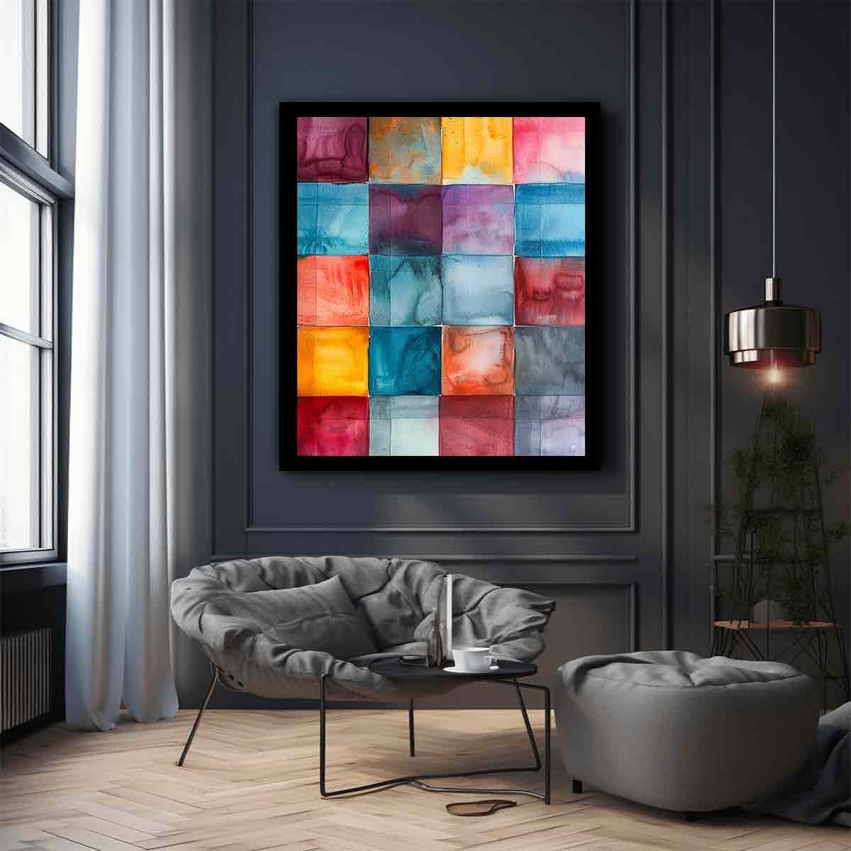 Abstract Squares Canvas Painting Artwork-1