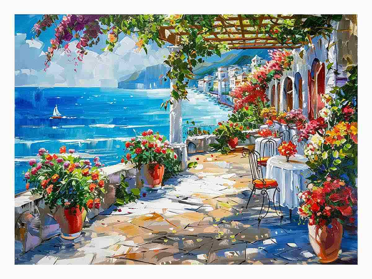 Mediterranean Canvas Painting Artwork-0