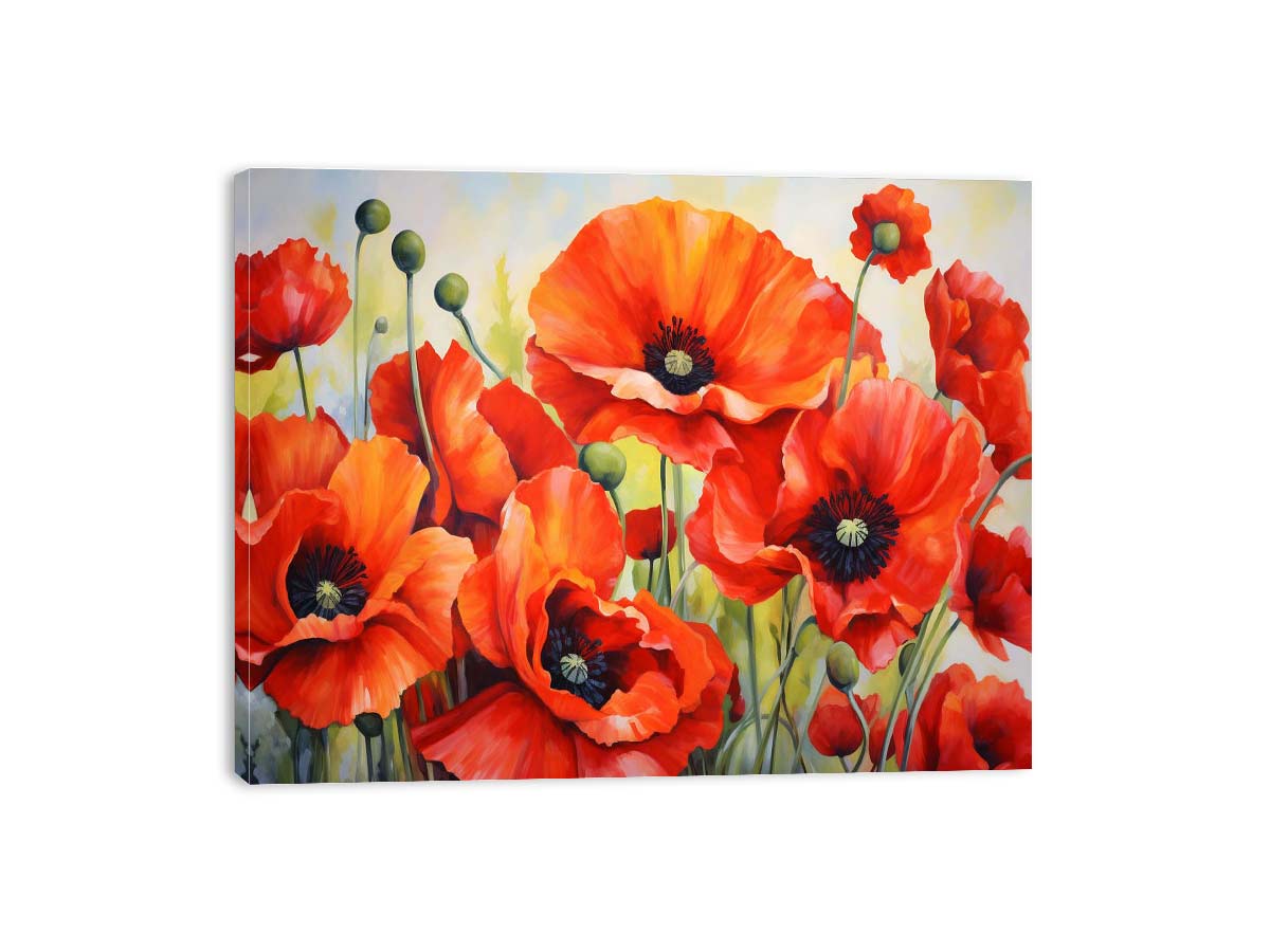 Poppy  Painting Canvas Art Print-3