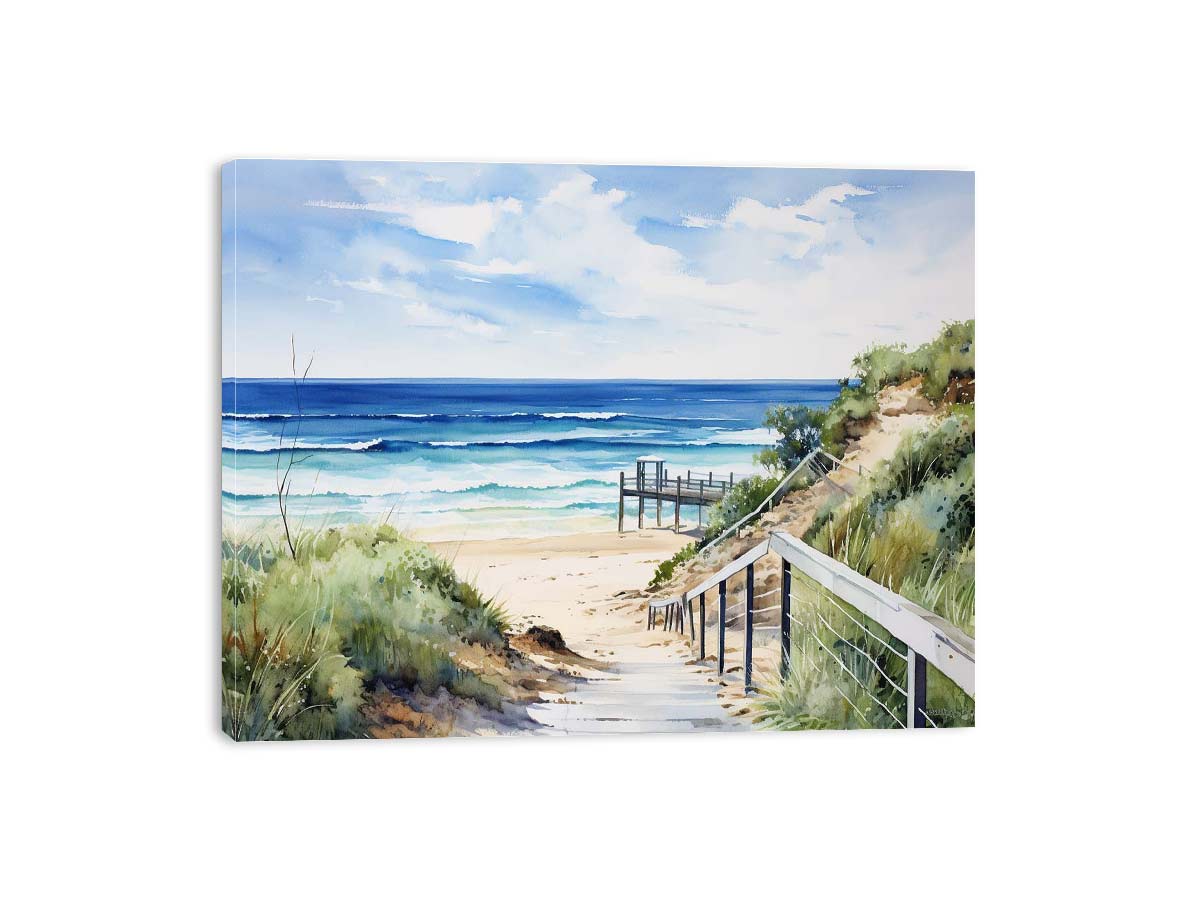 Beach Path Artwork Canvas Painting Print-3