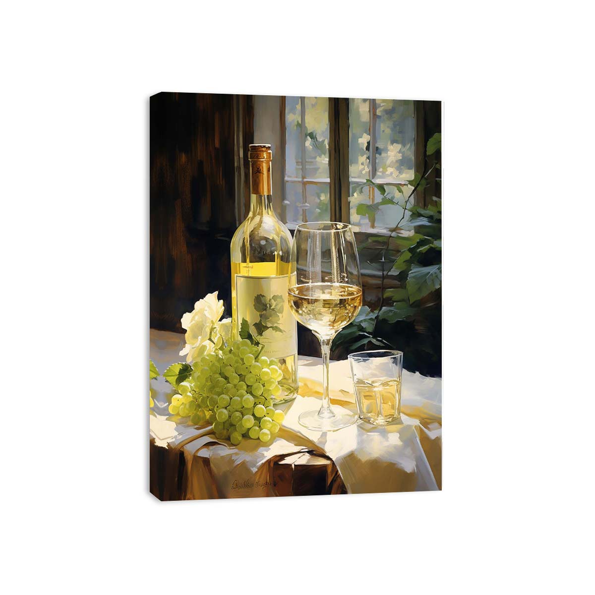 White Wine Art Canvas Art Print-3
