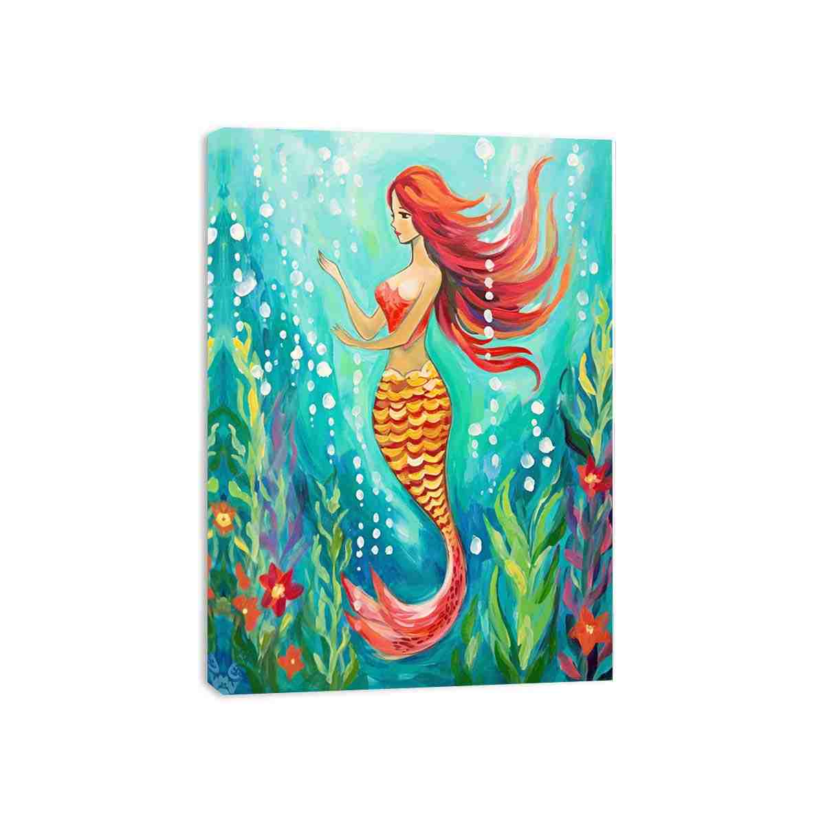 Underwater Mermaid  Canvas Painting  Print-3