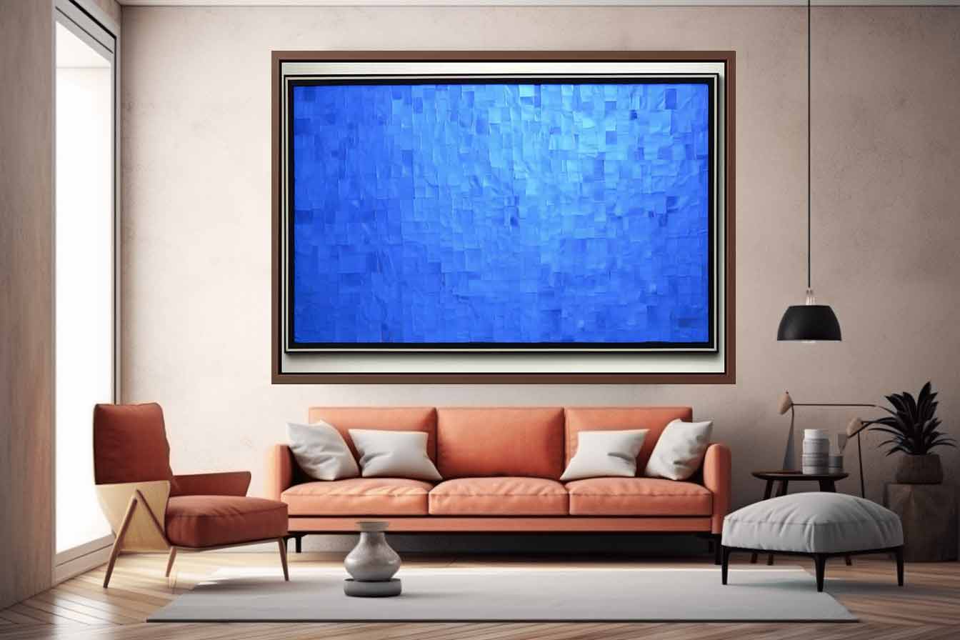 Blue Squares Painting on Canvas-1