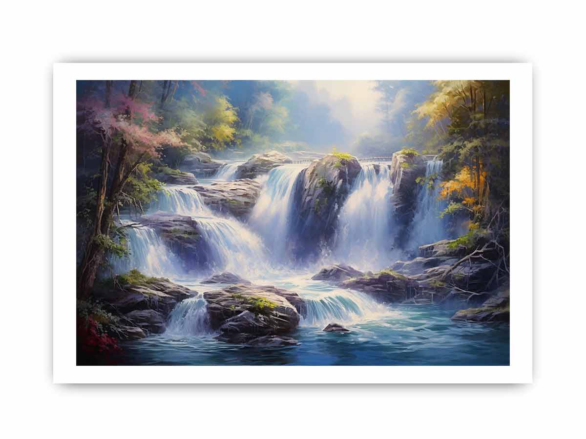 Waterfall  Painting Canvas Art Print-8