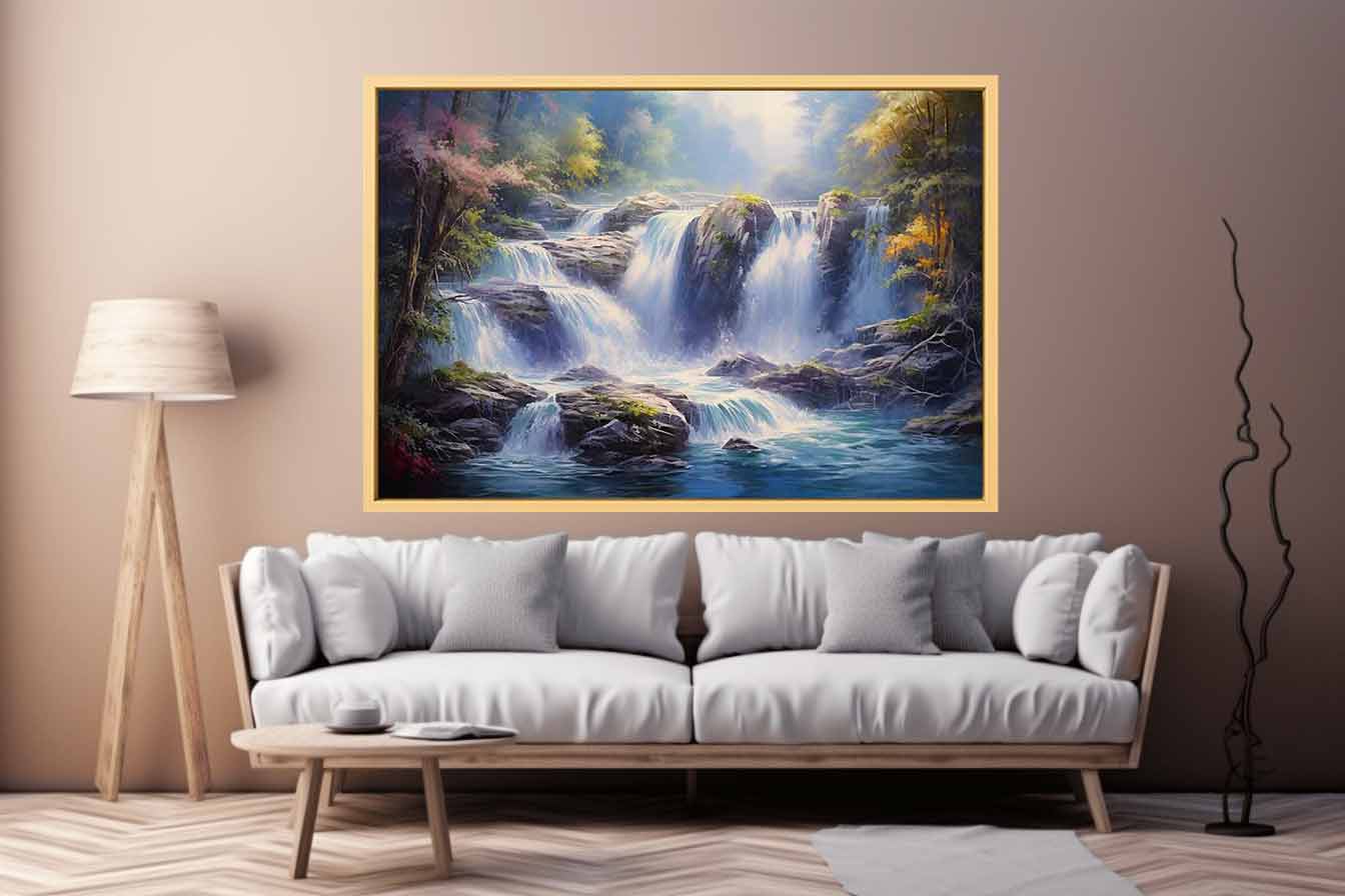 Waterfall  Painting Canvas Art Print-2